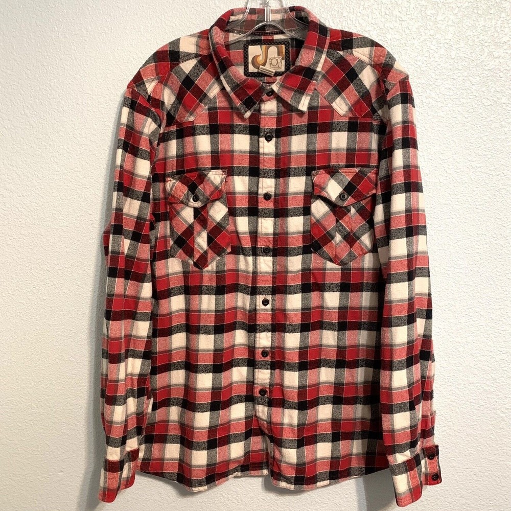 Vintage OP OCEAN PACIFIC Red Plaid Flannel Surfer Men's Shirt Size 2XL